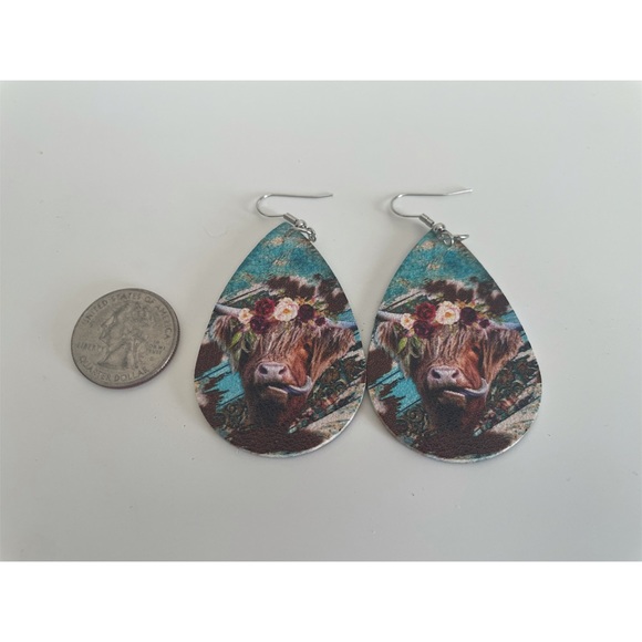 NWT horse animal print tear drop country western earrings - Picture 4 of 5